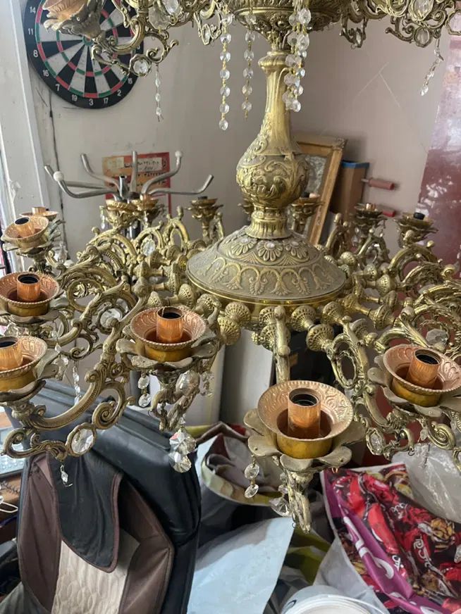 لوستر برنج ۳۸ شعله قدیمی|لوستر و چراغ آویز|کرج, فاز ۳ گوهردشت|دیوار