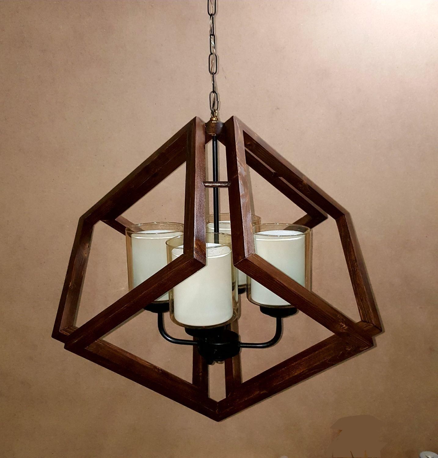 لوستر و تک شاخه چوبی|لوستر و چراغ آویز|کرج, گوهردشت|دیوار