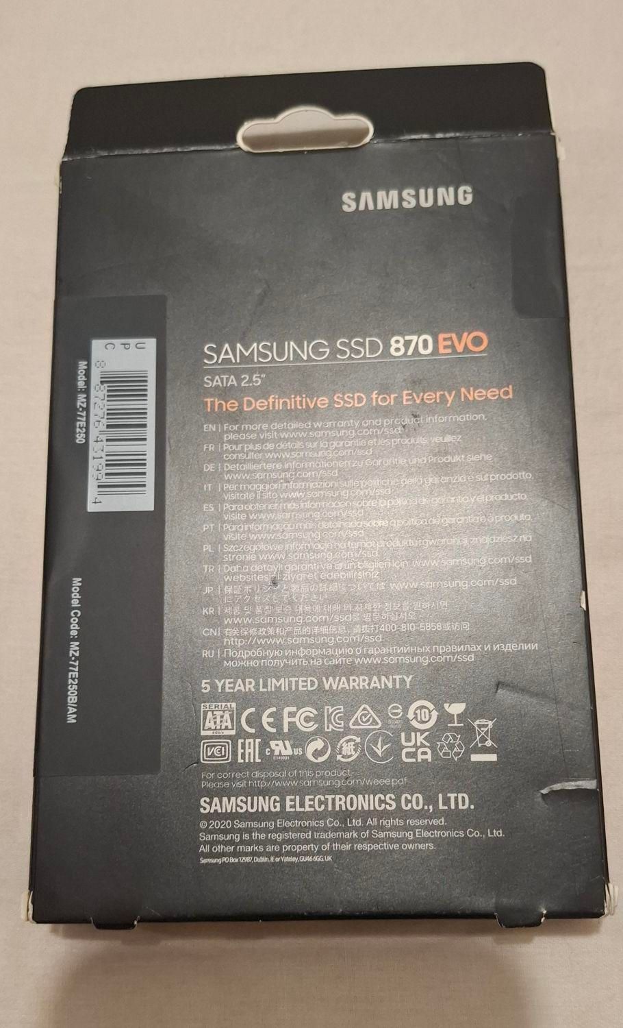 هارد اس اس دس ssd samsung evo 870 250gb|قطعات و لوازم جانبی رایانه|تهران, دزاشیب|دیوار