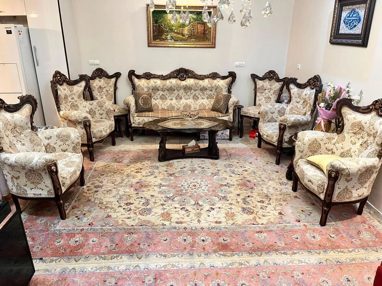 مبل سلطنتی استیل منبت کاری چوب گردو ۹نفره|مبلمان خانگی و میز عسلی|تهران, سازمان برنامه جنوبی|دیوار