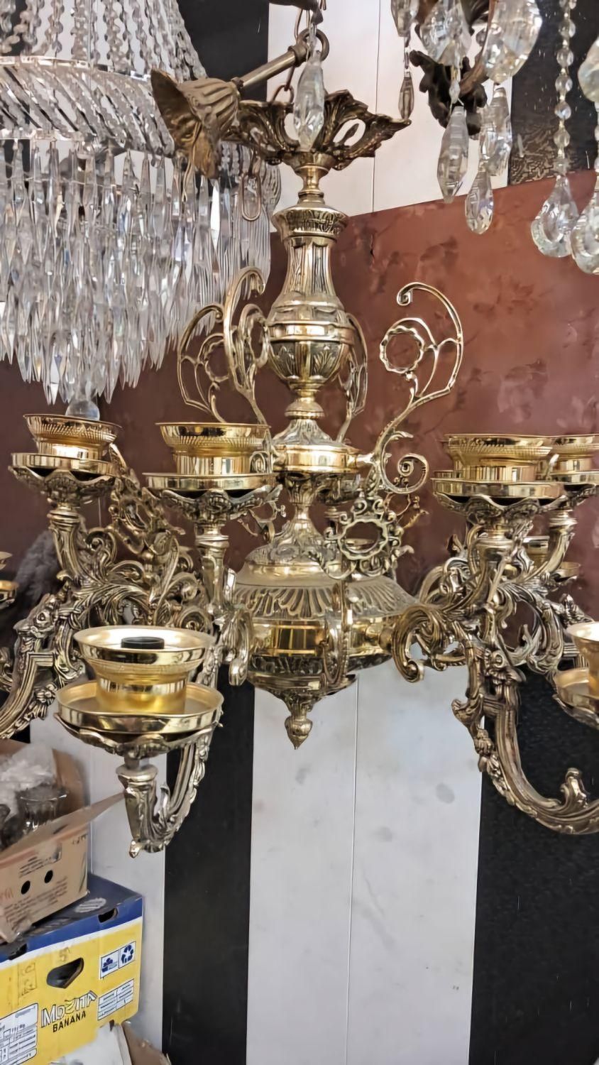 لوستر ۱۶ شاخه تمام برنجی|لوستر و چراغ آویز|فردیس, |دیوار