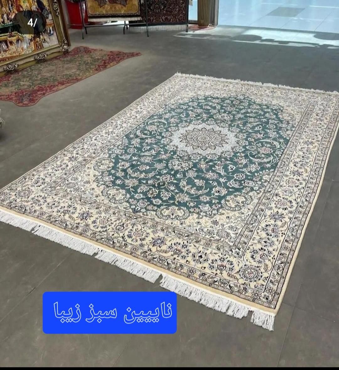فرش دستباف نایین ۹ لا سبز زیبا جفت ۶ متری|فرش|مشکیندشت, |دیوار