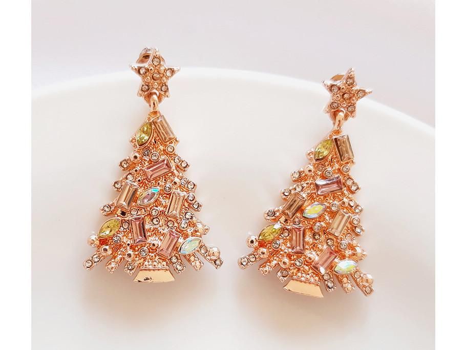 گوشواره آویز کوتاه درخت نگینی چند رنگ|بدلیجات|گرگان, |دیوار