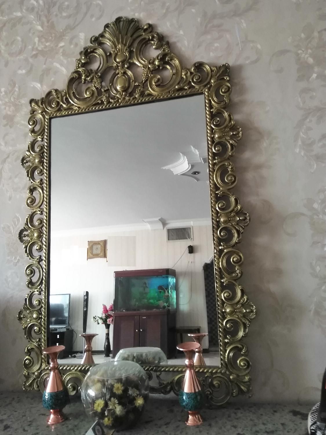 آیینه کنسول برنجی قدیمی و عتیقه|صنایع دستی و سایر لوازم تزئینی|پردیس, فاز ۴|دیوار
