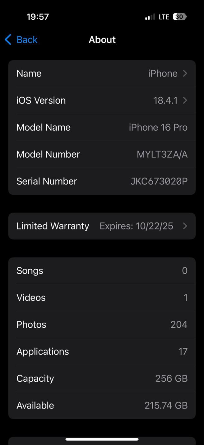 اپل iPhone 16 Pro با حافظهٔ ۲۵۶ گیگابایت|موبایل|تهران, شهران شمالی|دیوار