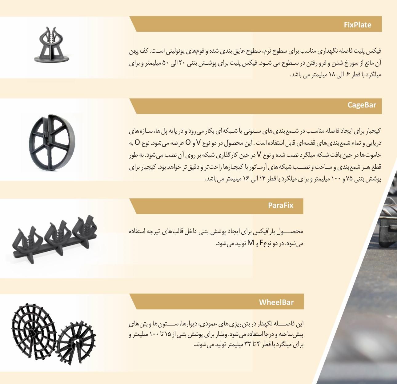 انواع اسپیسر پلاستیکی و میان بولت آببند کپکو|مصالح و تجهیزات ساختمان|اصفهان, تخت فولاد|دیوار