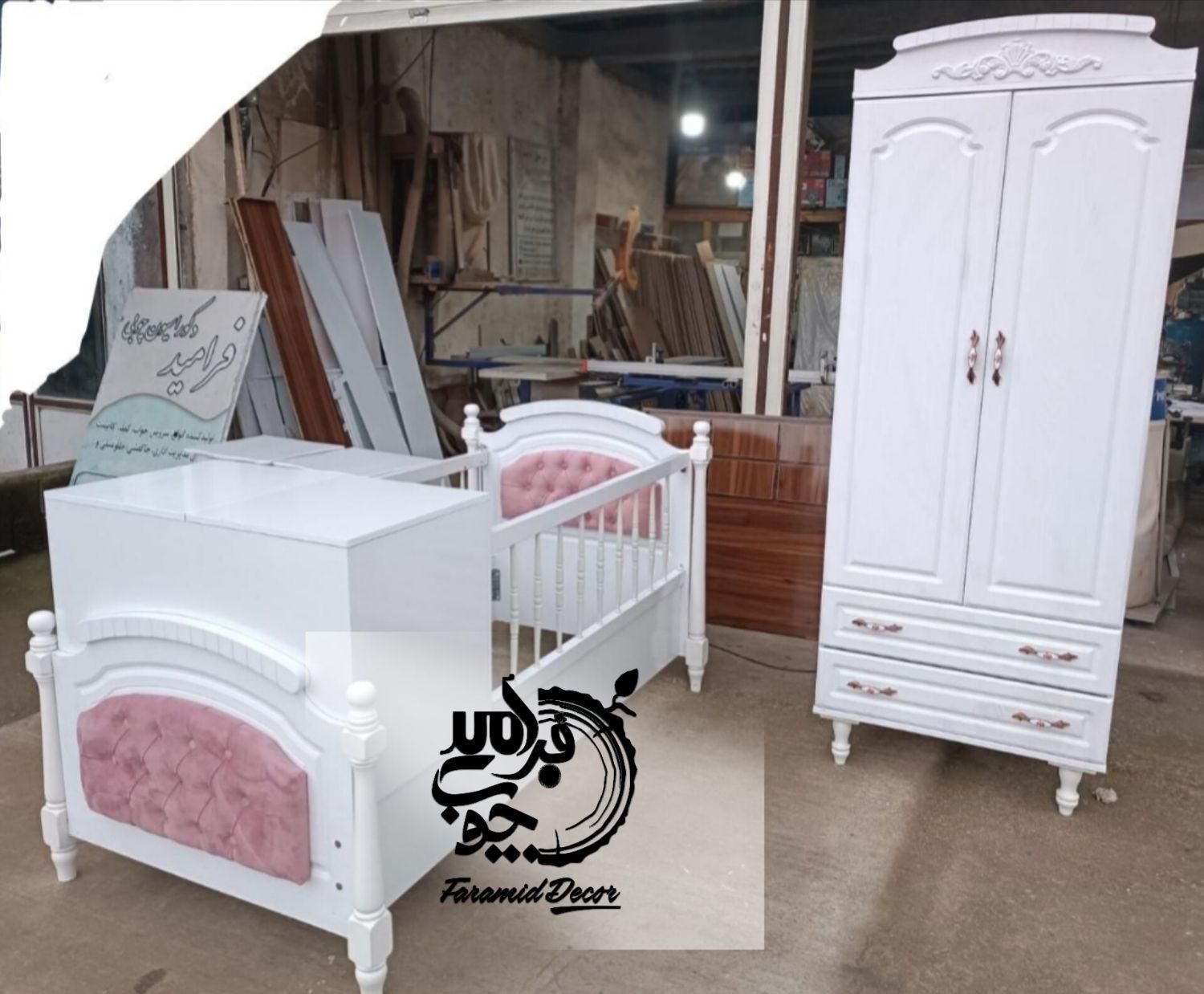 سرویس خواب*تخت سیسمونی کودک نوجوان*مدل سلطنتی|تخت و سرویس خواب|رشت, استقامت ۲|دیوار
