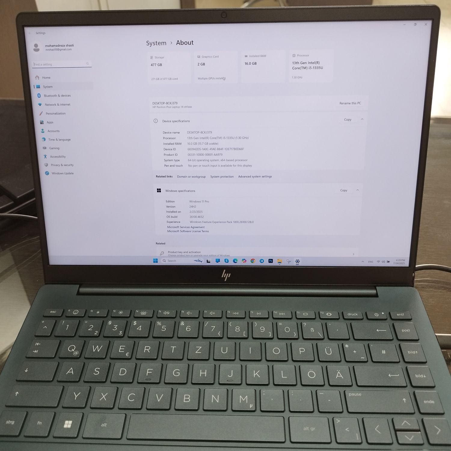 لپتاپ HP Pavilion 14 Plus   سبک و حرفه‌ای|رایانه همراه|تهران, دانشگاه شریف|دیوار