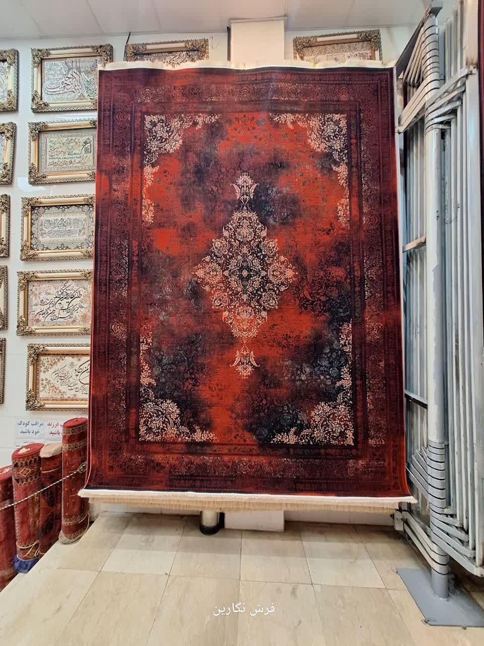 فرش ۹ متری شرابی نگارین ۱۲۰ شانه نخ اکرولیک|فرش|مشهد, امیر|دیوار