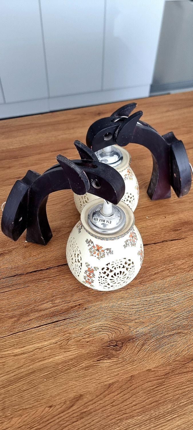 ۲ لوستر دیواری ۵ حباب فانوسی ۳ لوستر چوبی...|لوستر و چراغ آویز|شیراز, لاله|دیوار