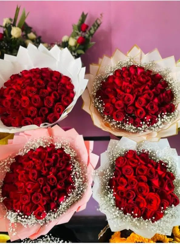 دسته گل رز هلندی به همراه ژیپسفولیا|گل و گیاه طبیعی|تهران, شهرک آزادی|دیوار
