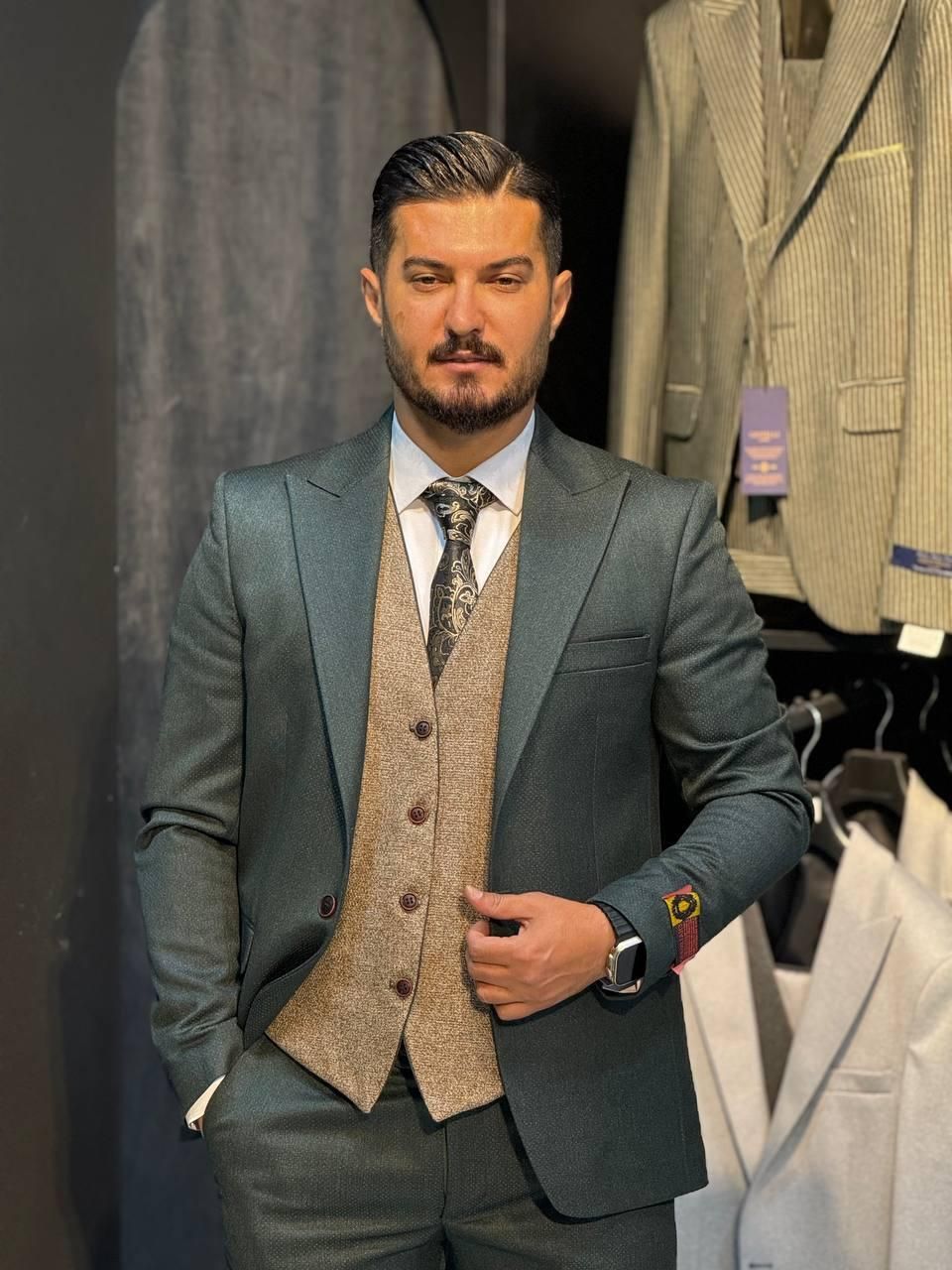 کت و شلوار پارچه ایتالیا سبز روشن|لباس|تبریز, |دیوار