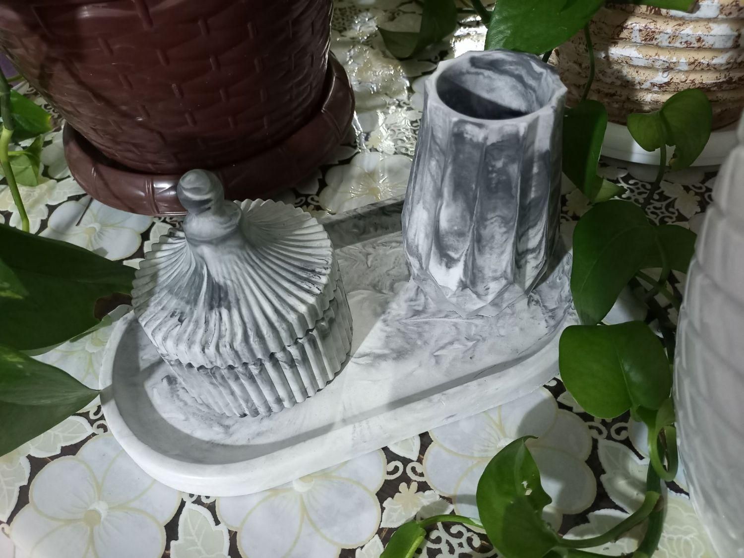 ست دکوری سنگ مصنوعی(گلدان ،قندان،سینی) حراج|صنایع دستی و سایر لوازم تزئینی|تبریز, |دیوار