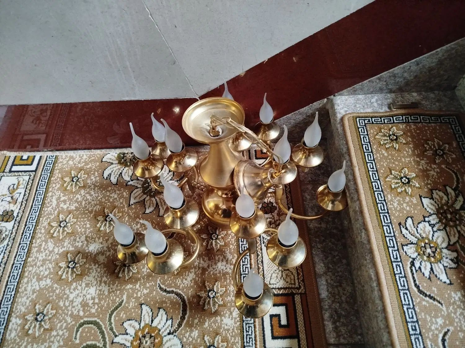 لوستر ۱۵ شاخه آبکاری طلا|لوستر و چراغ آویز|رشت, آزادگان|دیوار