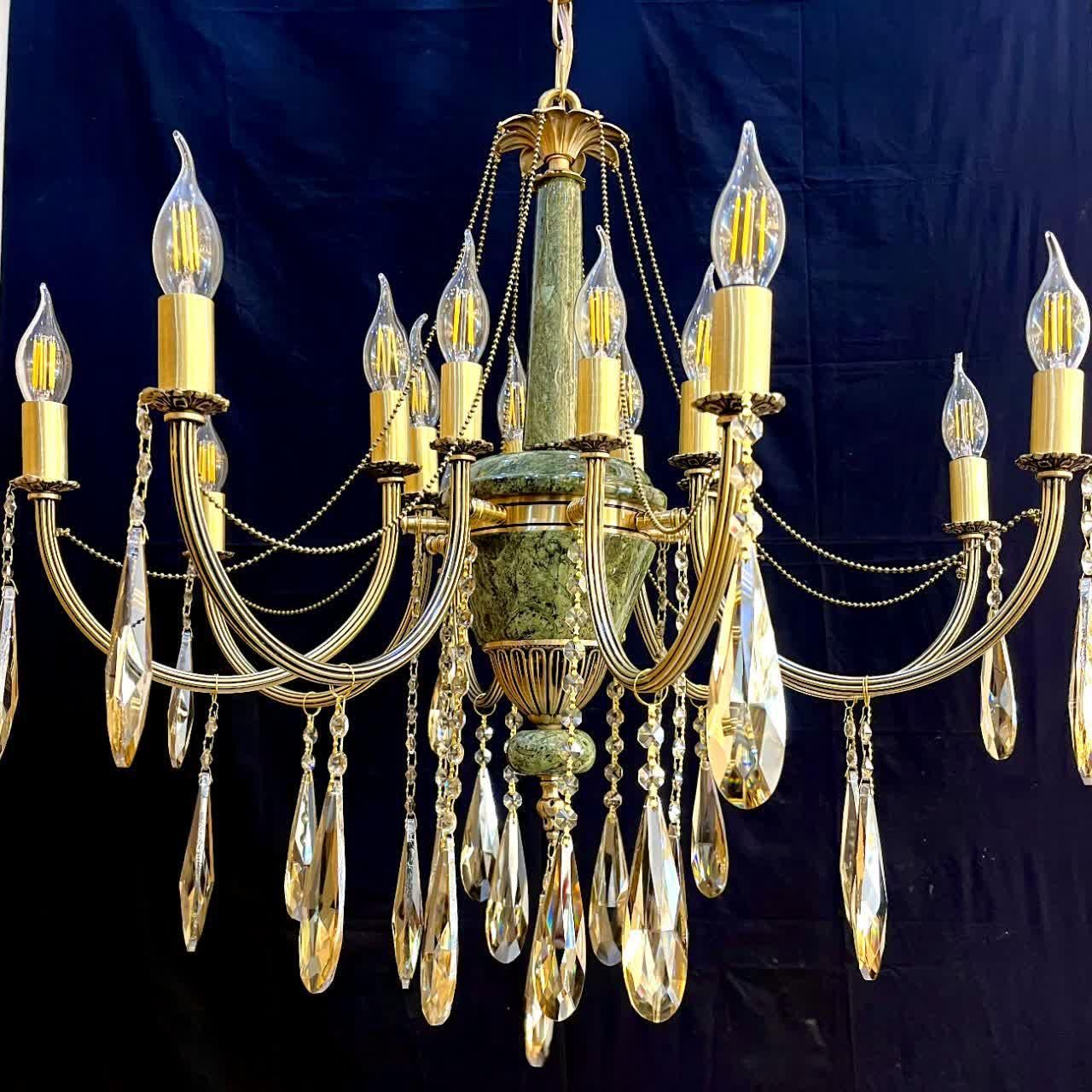 لوستر رویال.سنگی و برنجی8+8روشنایی. AS light 11|لوستر و چراغ آویز|تهران, نعمت‌آباد|دیوار