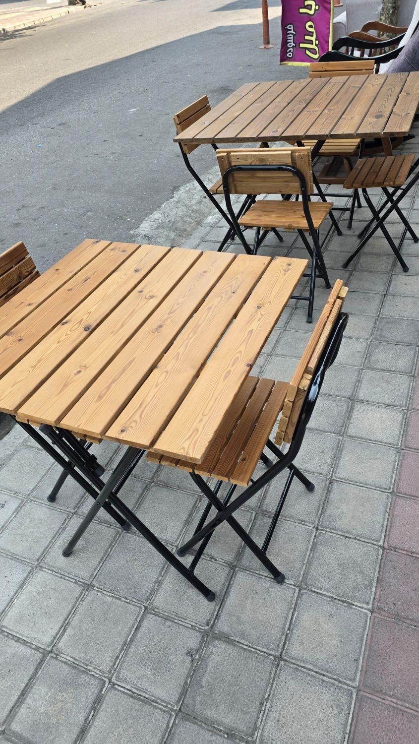 میز ناهارخوری فلز چوب تاشو|میز و صندلی غذاخوری|رشت, رودبارتان|دیوار