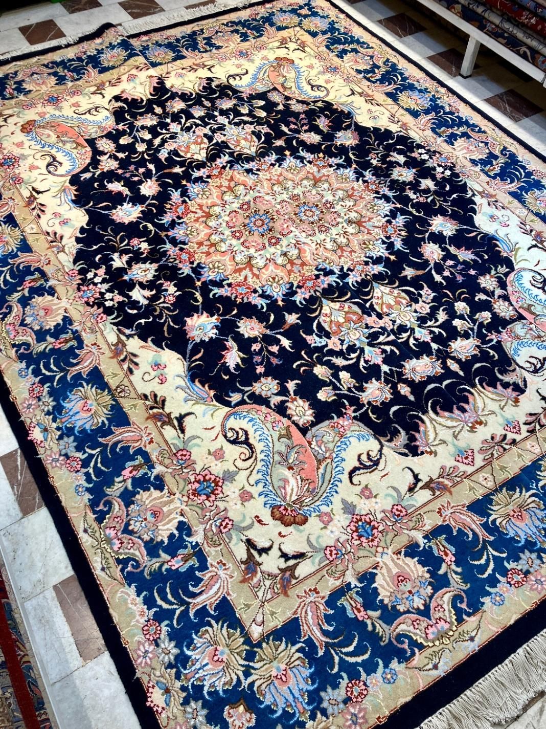 فرش دستباف جفت ۶ متری کاشمر سالاری سرمه ای دستبافت|فرش|تهران, مولوی|دیوار