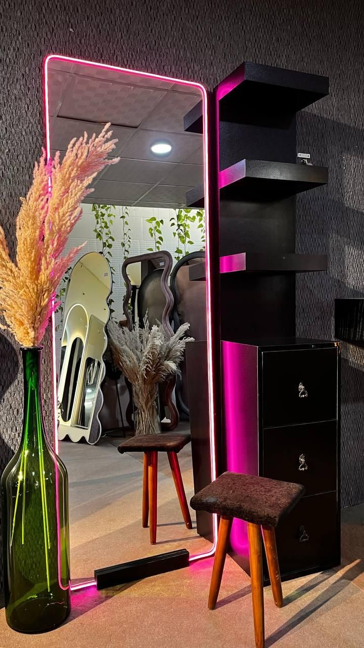 ست آینه قدی ایستاده نور نئون و کنسول طرح بهار|آینه|مشهد, کشف|دیوار