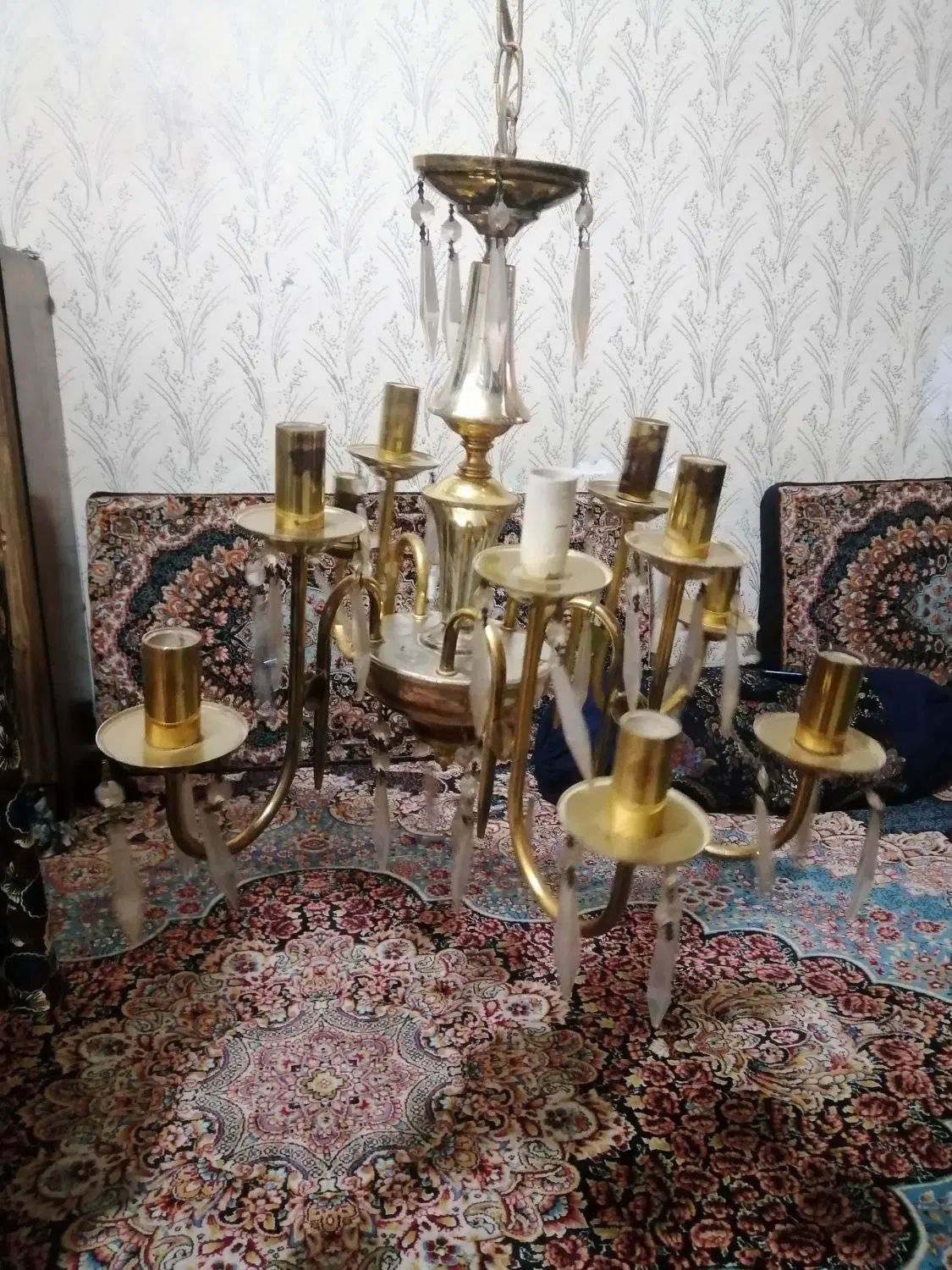 2عددلوسترطلای بدلیل تغیرخانه میفروشم|لوستر و چراغ آویز|کرمانشاه, |دیوار