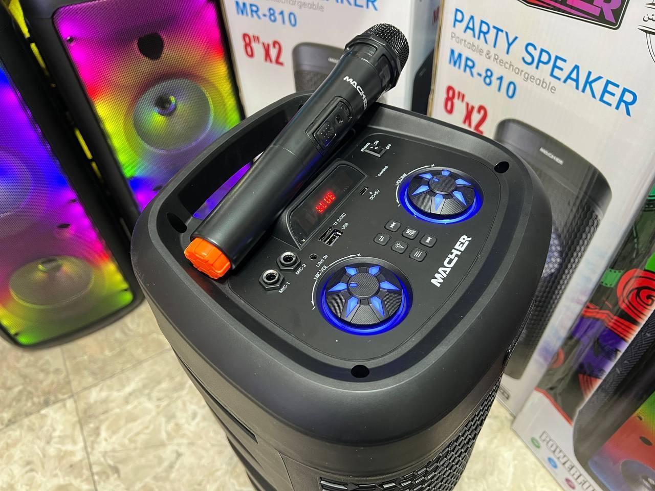 اسپیکر پارتی باکس MACHER MR810 (میکروفون بیسیم)|سیستم صوتی خانگی|گرگان, |دیوار