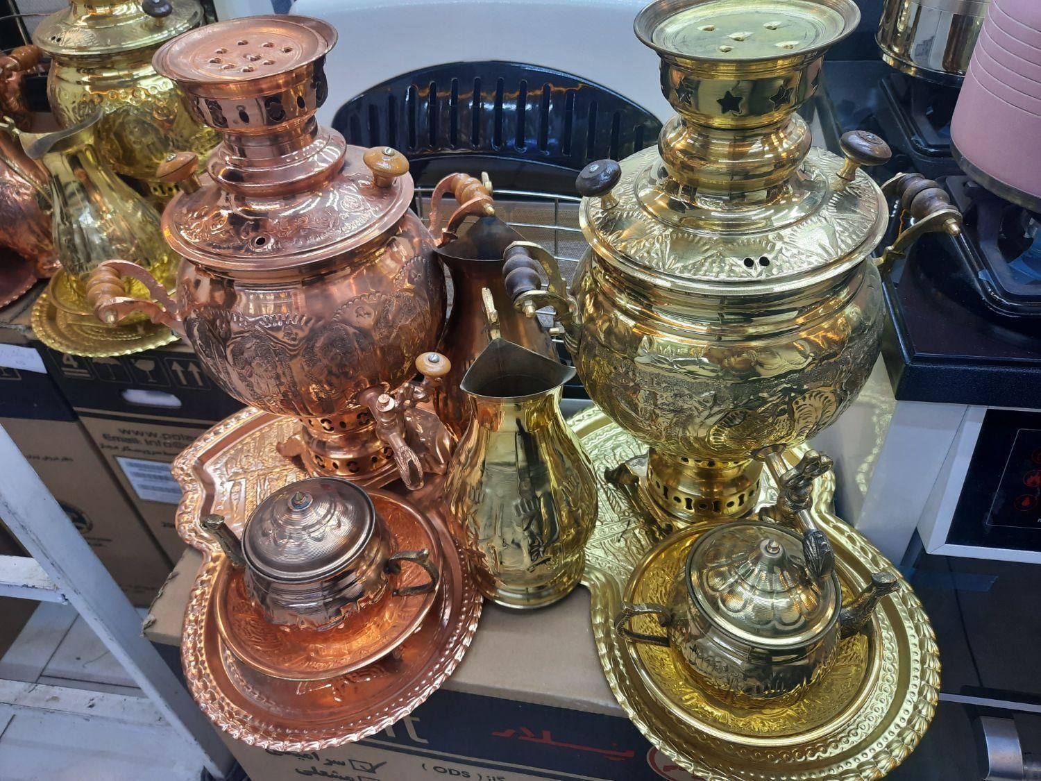 سماور ذغالی ( زغالی ) مس و برنج|سماور، چای‌ساز، قهوه‌ساز|اصفهان, سودان|دیوار