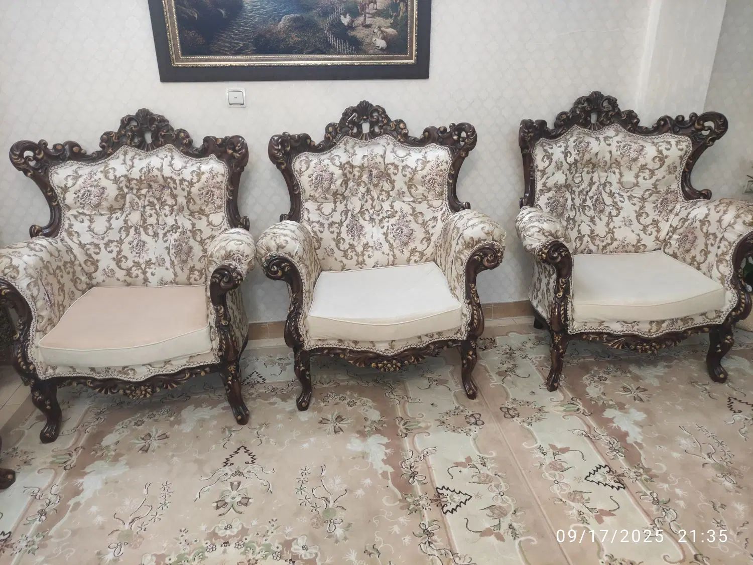 مبلمان کلاسیک ۹ نفره چوب راش  با کاور کامل مبل|مبلمان خانگی و میز عسلی|تهران, یاخجی آباد|دیوار