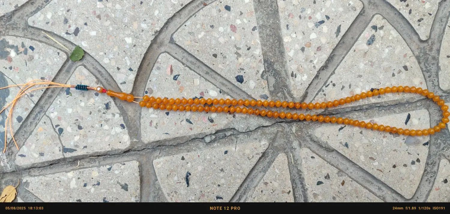تسبیح کهربا تراش فاتح مهر دار نقره فاتح ۱۰۱ دانه|جواهرات|کرمانشاه, |دیوار