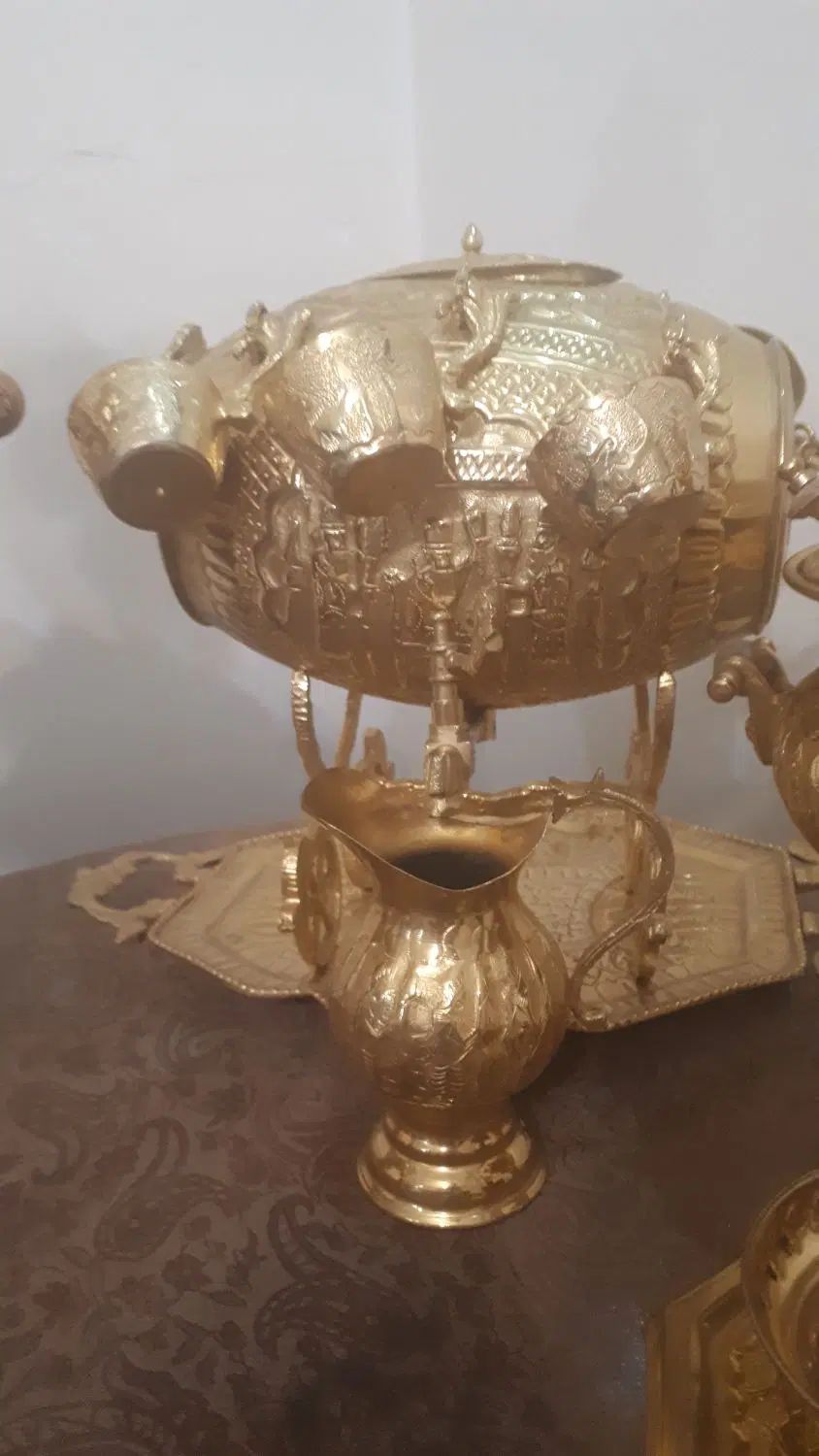 سماور برقی مسی به همراه سماور کوچک و شربت خوری|سماور، چای‌ساز، قهوه‌ساز|تهران, پونک|دیوار