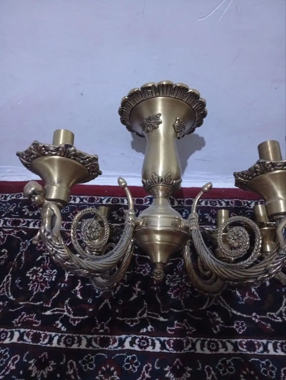 لوستر برنز 4 شاخه و دیوار کوب طرح فرشته|لوستر و چراغ آویز|کرمانشاه, |دیوار