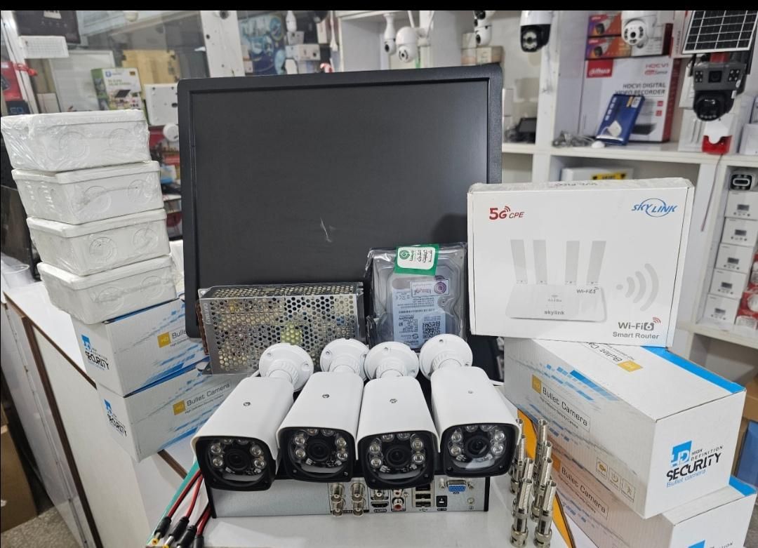 پک 4دوربین مدار بسته پلاکخان،ip با مانیتور،میکروفن|دوربین مداربسته|صدرا-فارس, |دیوار