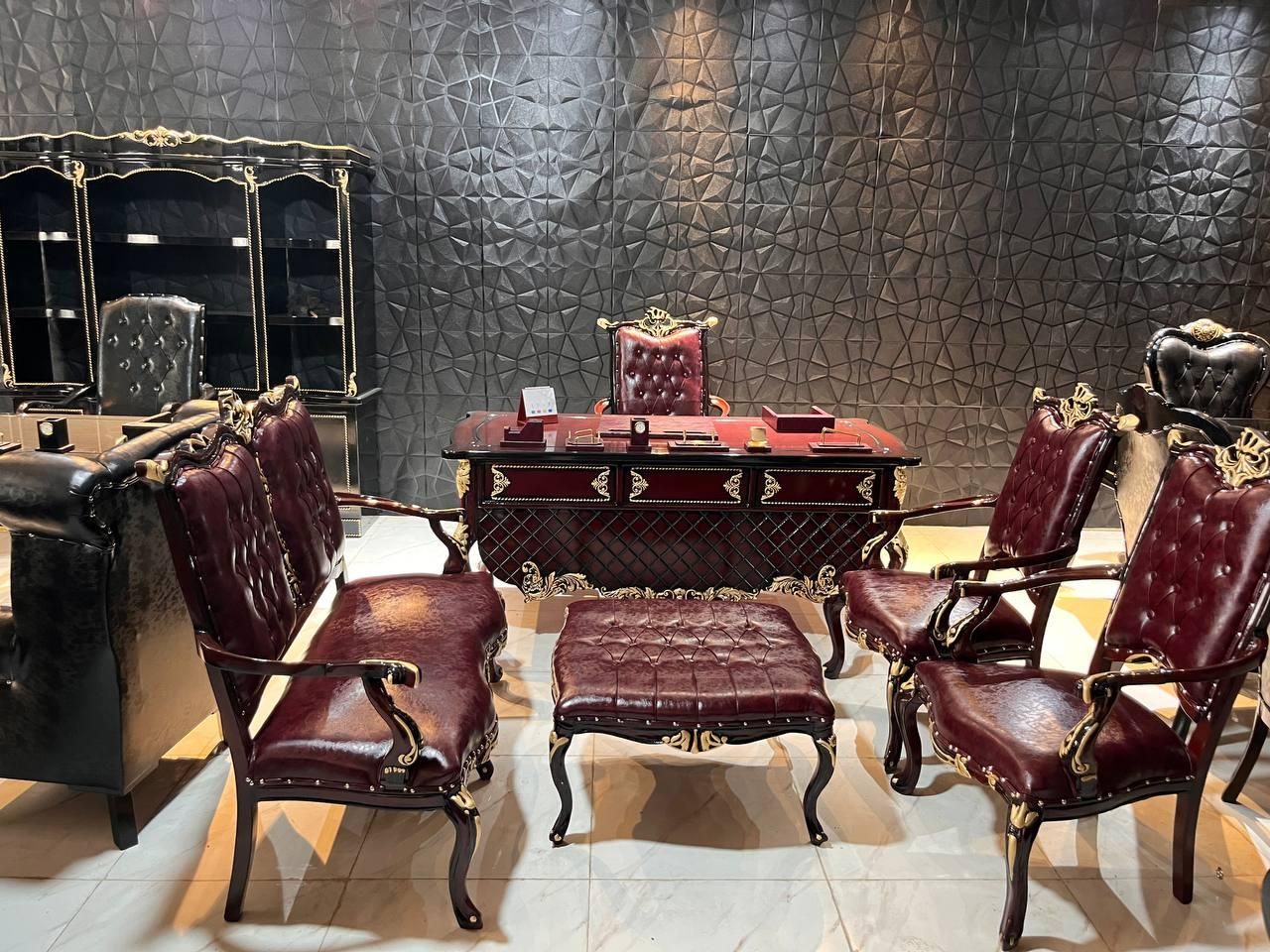 مبلمان اداری کرم قهوه ای پارچه ای چرم|دفتر کار|آران و بیدگل, |دیوار