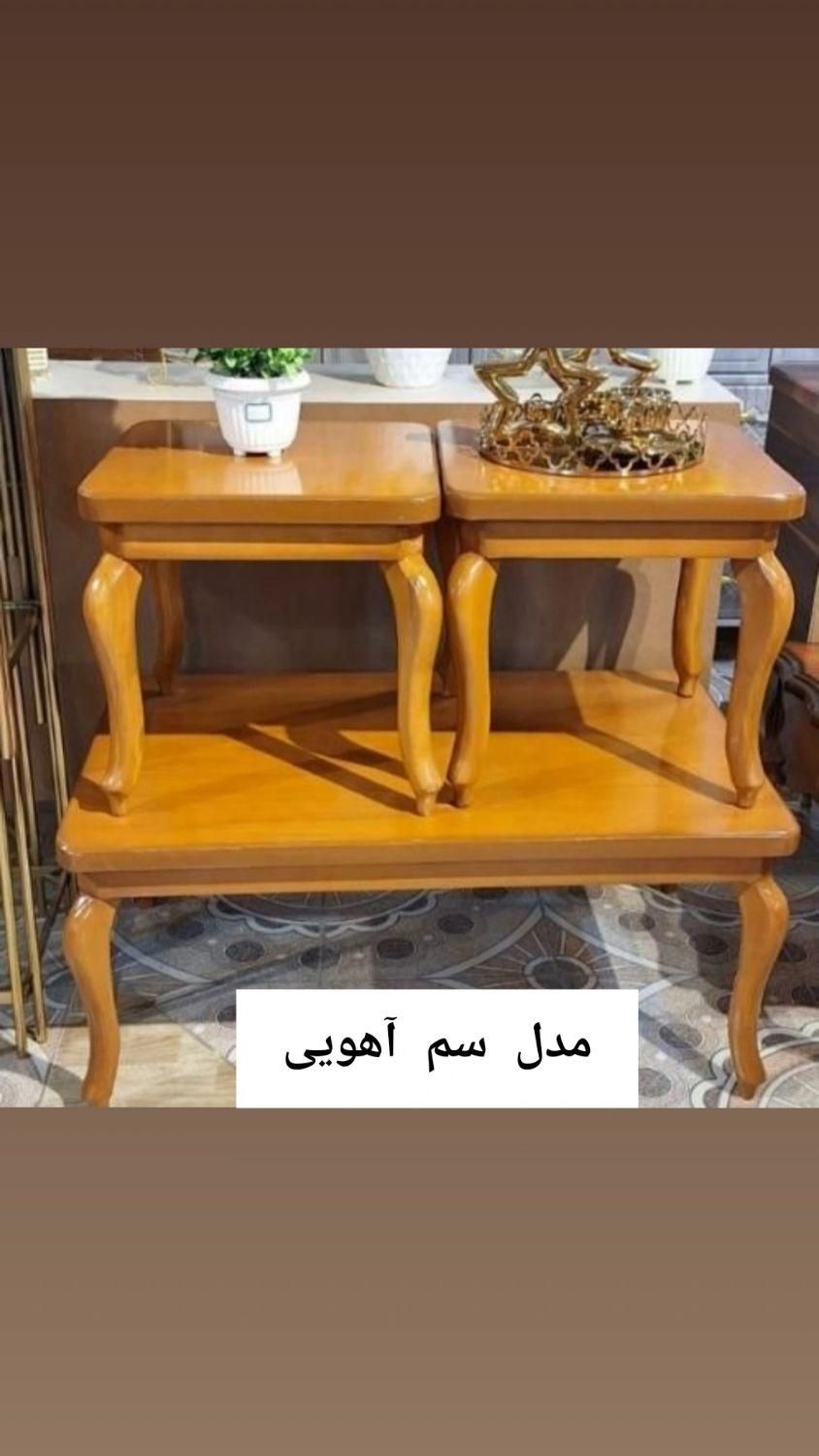 میزعسلی و جلومبلی MDF روکش راش با پایه چوبی|مبلمان خانگی و میز عسلی|بروجرد, |دیوار