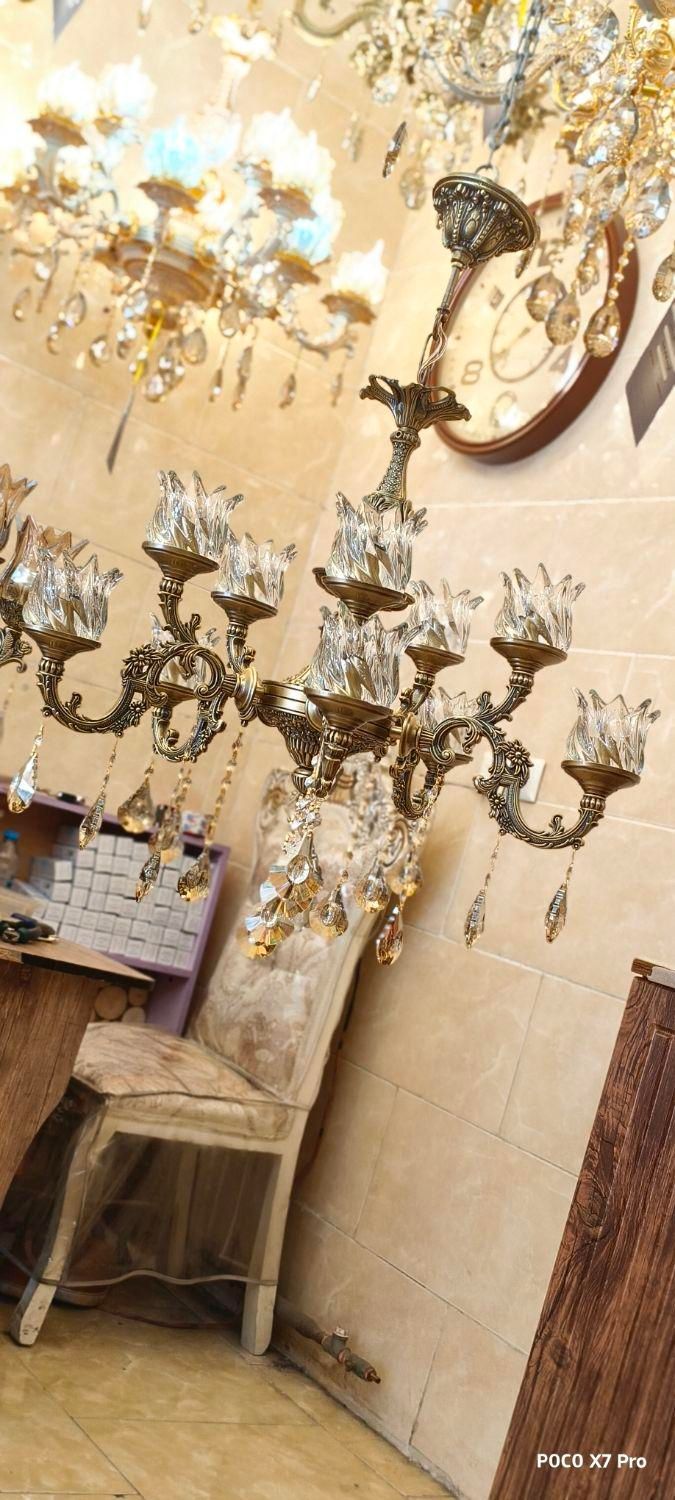 لوستر دوگل بزرگ ۴ شاخه ۸ لامپه (اصل/طوق بزرگ ساده)|لوستر و چراغ آویز|تبریز, |دیوار