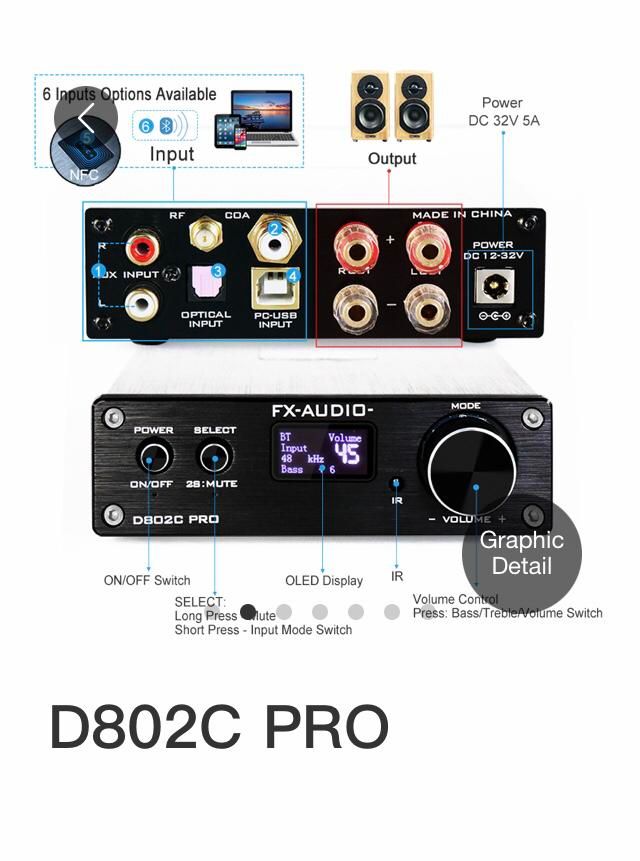 آمپلی فایر بلوتوث دار  Fx audio d802c pro|سیستم صوتی خانگی|تهران, مرزداران|دیوار