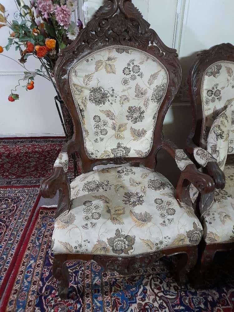 مبلمان استیل ۹نفره چوب گردو دست ساز سلطنتی|مبلمان خانگی و میز عسلی|اصفهان, فرهنگیان|دیوار