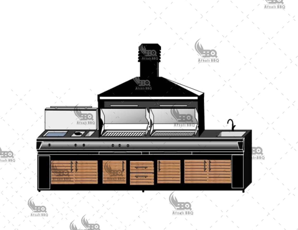 تولیدی باربیکیو آتشدان افضلی 350Cm یک تیکه هوددار|اجاق گاز و لوازم برقی پخت‌وپز|تهران, جوانمرد قصاب|دیوار