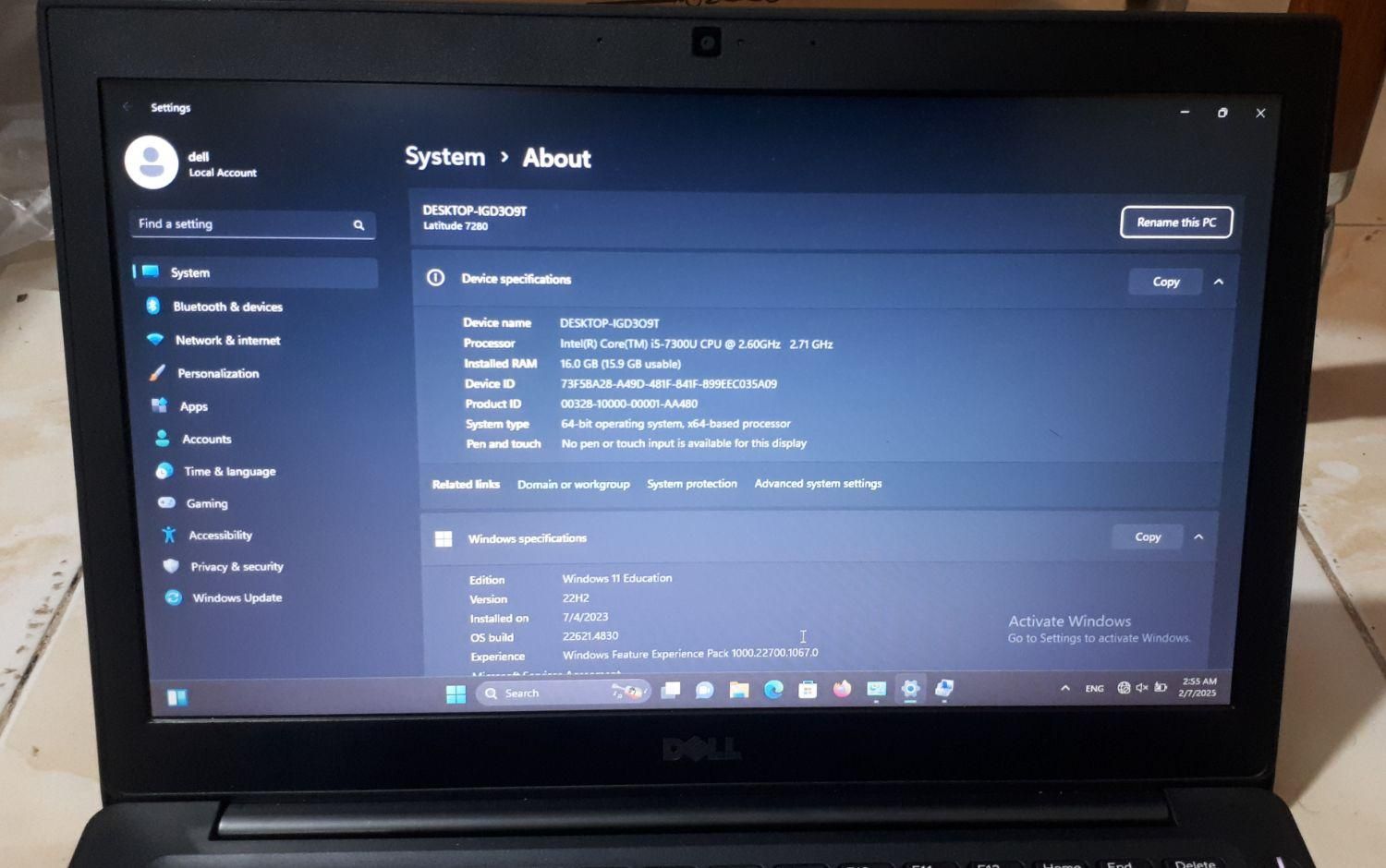 لب تاپ مدل  GHz cor i5 7300U CPU|رایانه همراه|مشهد, کارمندان دوم|دیوار