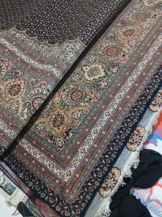 فرش دستباف یک جفت ۱۲ متری زمینه سرمه ای نو|فرش|کرج, شهرک نهال و بذر|دیوار