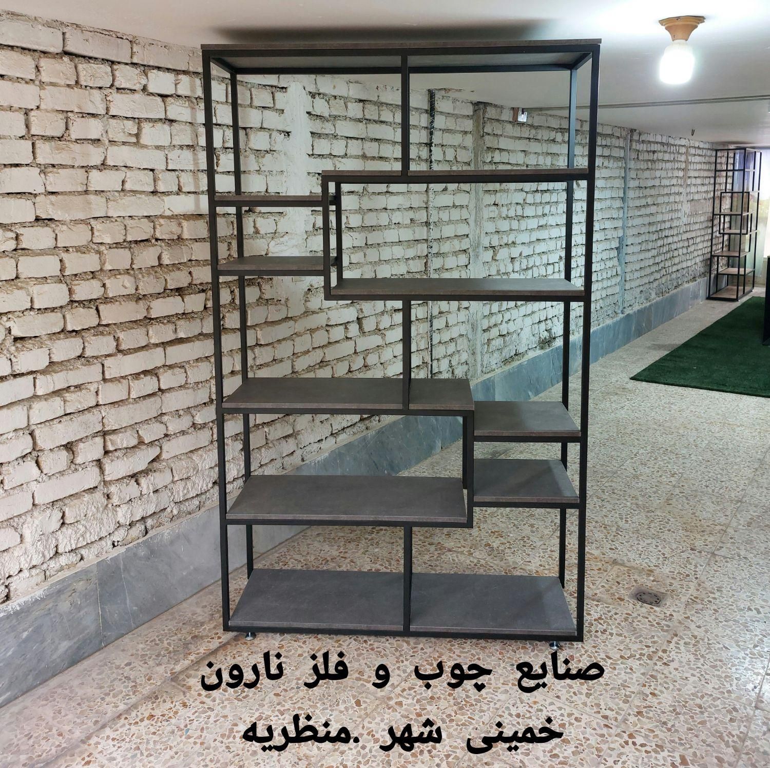 اسکلت فلزی قفسه کتابخانه ویترین دکور فلز و چوبی|دفتر کار|اصفهان, دانشگاه اصفهان|دیوار
