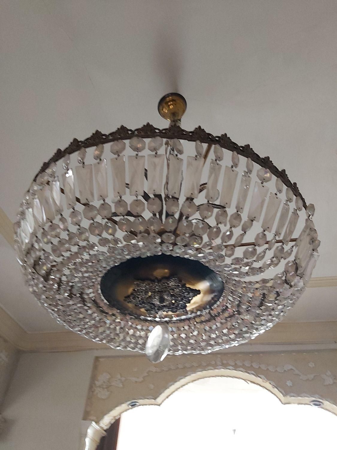 لوستر برنز ۶ شعله آنتیک اصلی|لوستر و چراغ آویز|یزد, |دیوار