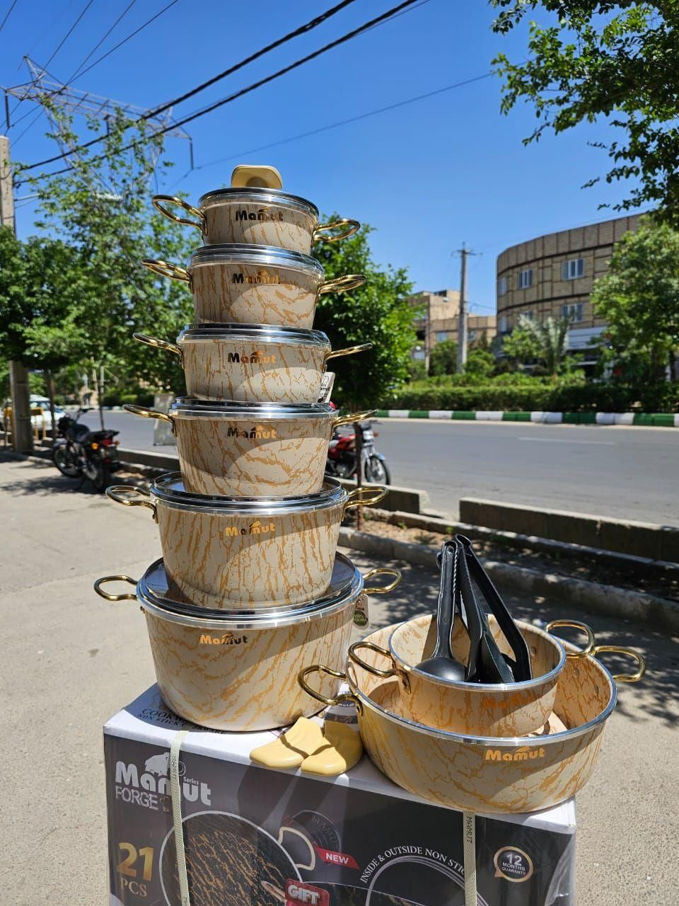 سرویس قابلمه ۲۱ پارچه ماموت طرح سنگ|ظروف پختوپز|مشهد, پورسینا|دیوار