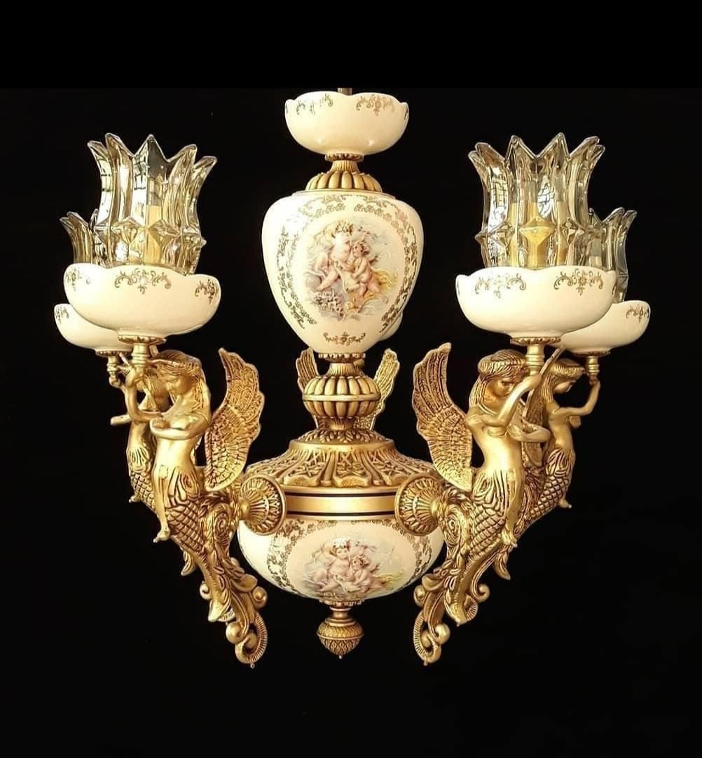 لوستر چینی برنز/برنز مدل فرشته|لوستر و چراغ آویز|تبریز, |دیوار