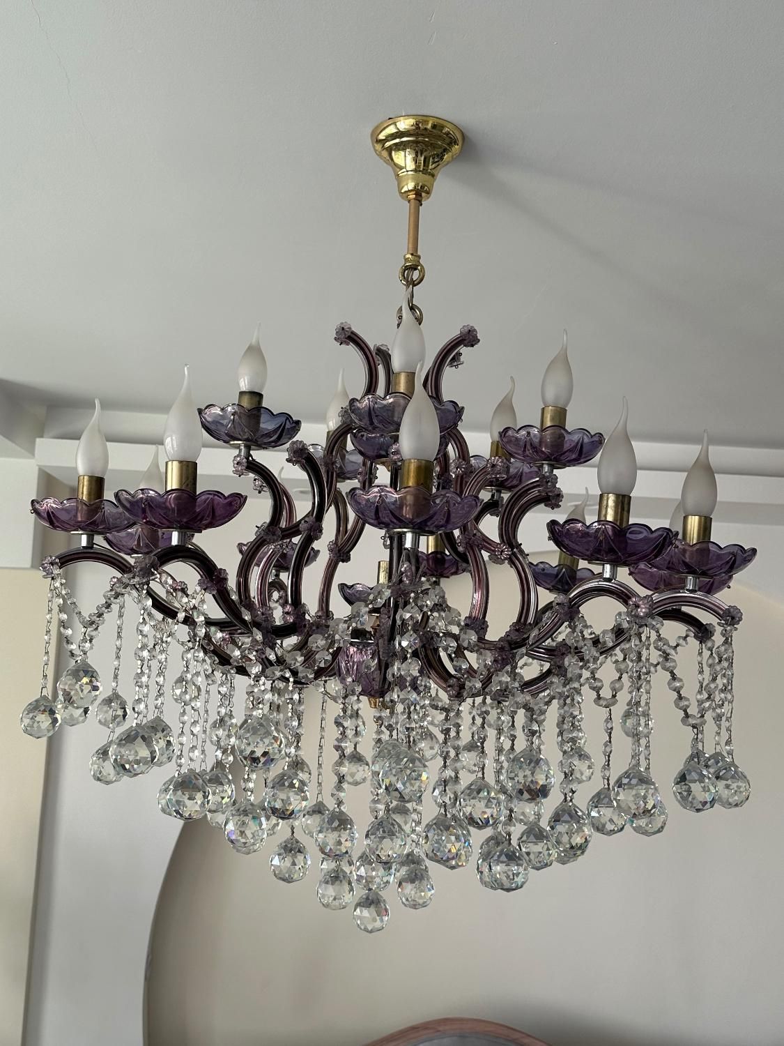 لوستر کریستال بنفش|لوستر و چراغ آویز|اصفهان, جاوان|دیوار