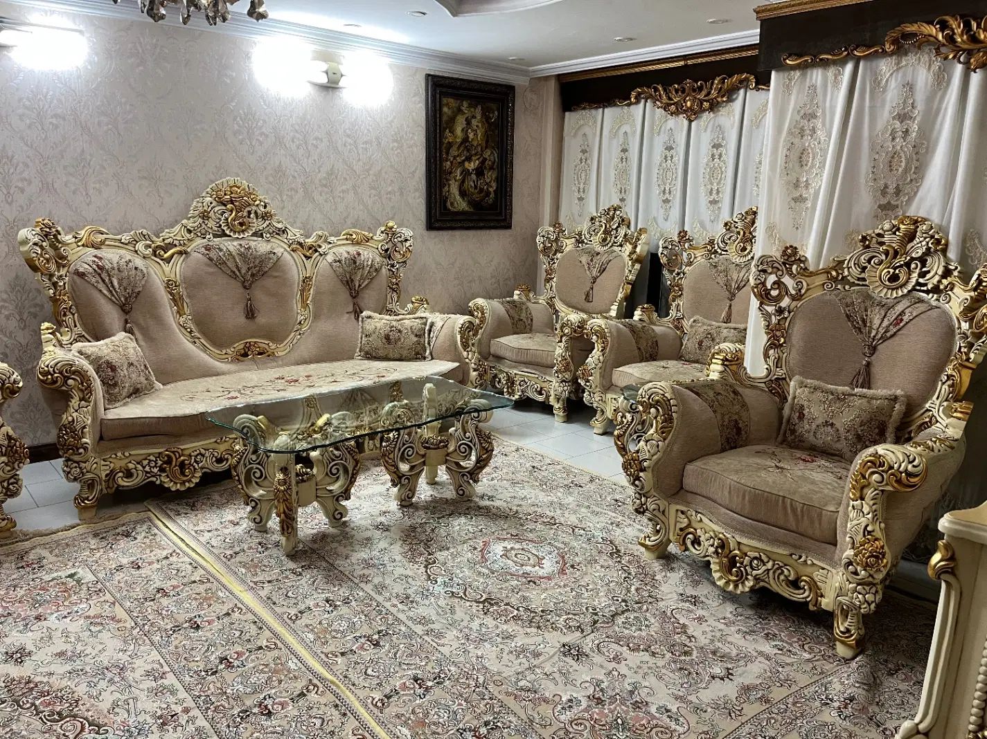 مبل چوب راش منبت دست ساز|مبلمان خانگی و میز عسلی|تهران, ارم|دیوار