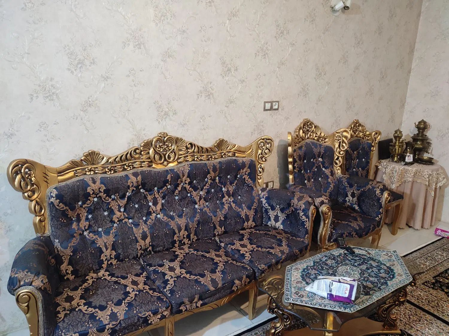 مبل 9 نفره رنگ سرمه ای|مبلمان خانگی و میز عسلی|کرمانشاه, |دیوار