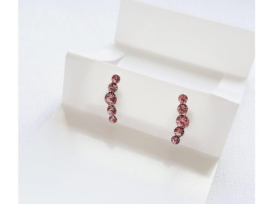 گوشواره نقره نگینی مدل صورتی، درخشش جذاب|بدلیجات|زنجان, |دیوار