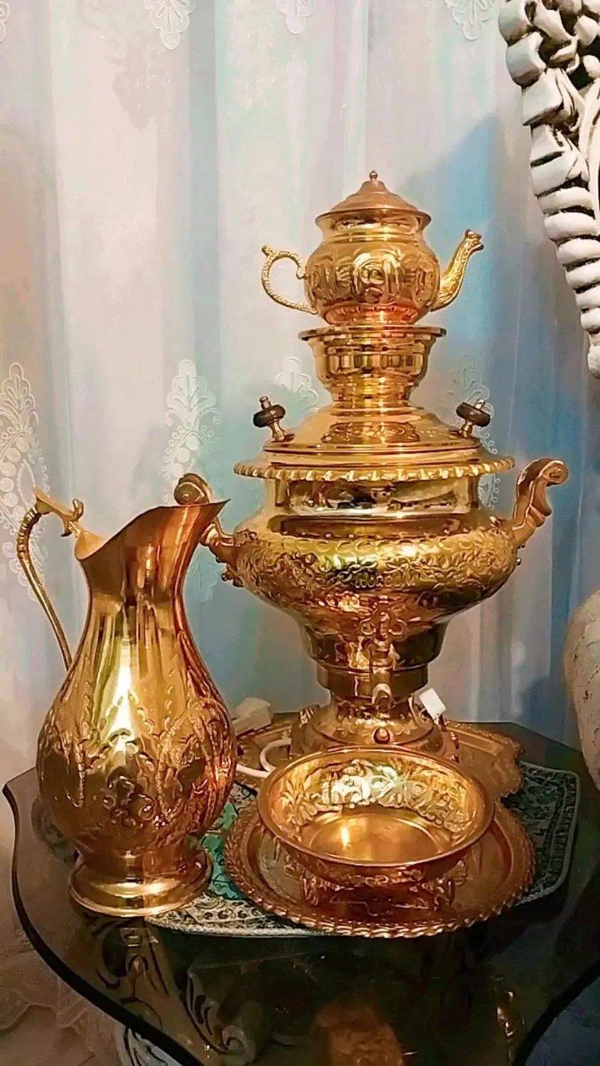 سماور برنجی فوق العاده زیبا،سوفله خوری مارک فرانسه|سماور، چای‌ساز، قهوه‌ساز|مشهد, حسابی جنوبی (شهرک غرب)|دیوار