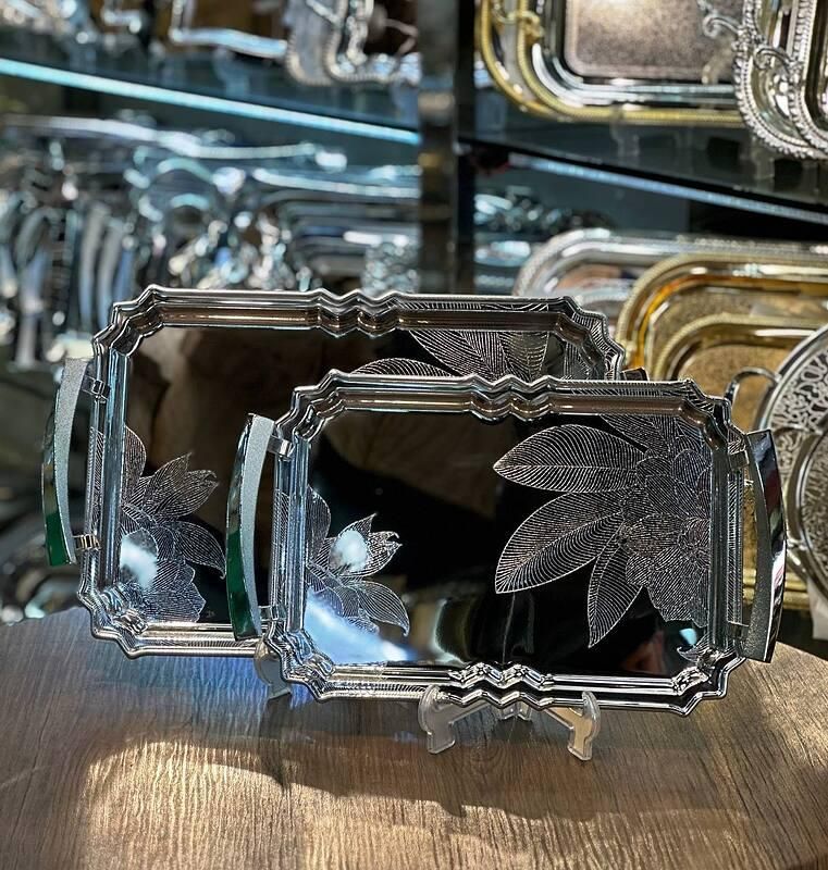 سینی دسته طلایی 24 ماهه گارانتی تعویض سینی دوتایی|ظروف سرو و پذیرایی|یزد, |دیوار