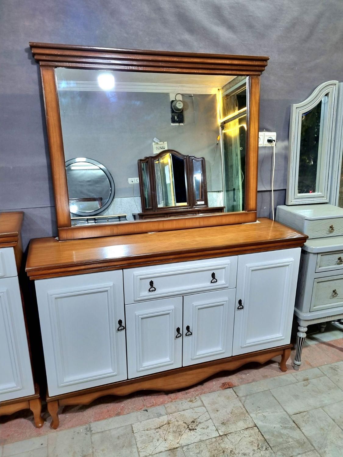 ست آینه کنسول / میز تلویزیون /جاکفشی سفید چوبی|بوفه، ویترین، کنسول|مشهد, طلاب|دیوار