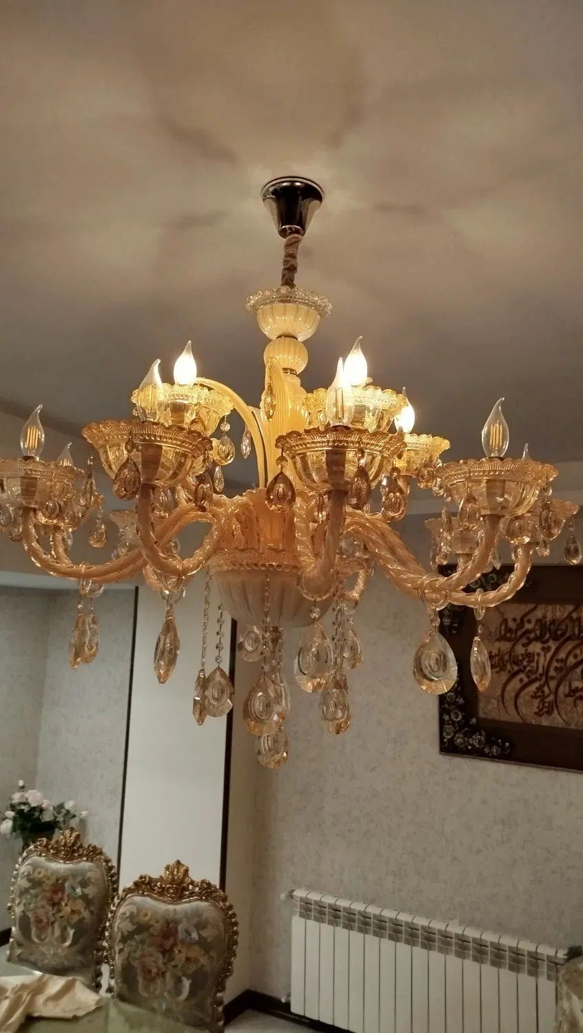 لوستر کریستال شیشه ای در حد نو وارداتی۱۵شاخه|لوستر و چراغ آویز|تهران, نازی‌آباد|دیوار